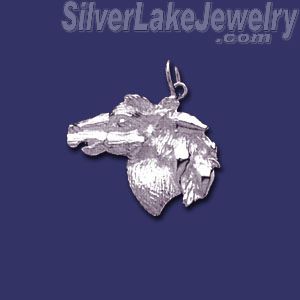Sterling Silver Horse Head Animal Charm Pendant - Click Image to Close