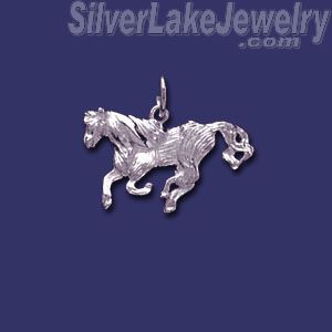 Sterling Silver Galloping Horse Animal Charm Pendant - Click Image to Close