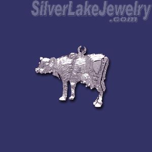 Sterling Silver Cow Animal Charm Pendant - Click Image to Close