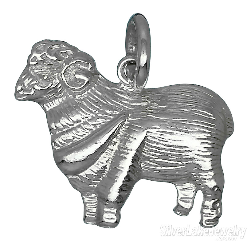 Sterling Silver Sheep Animal Charm Pendant - Click Image to Close
