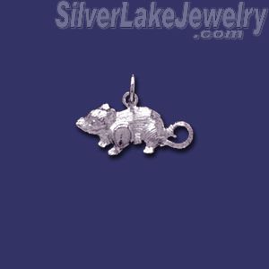 Sterling Silver Mouse Rat Animal Charm Pendant - Click Image to Close