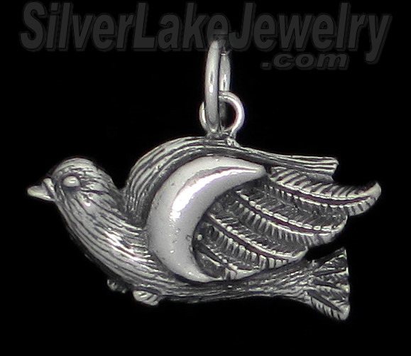 Sterling Silver Dove Bird Charm Pendant - Click Image to Close