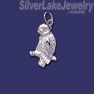 Sterling Silver Owl on Branch Animal Charm Pendant - Click Image to Close