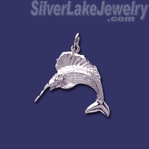 Sterling Silver Sailfish Animal Charm Pendant - Click Image to Close