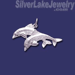 Sterling Silver Dolphins Animal Charm Pendant - Click Image to Close