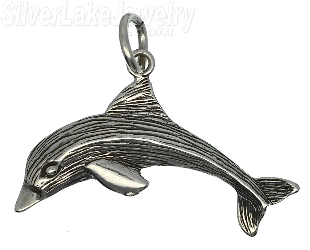 Sterling Silver Dolphin Animal Charm Pendant - Click Image to Close