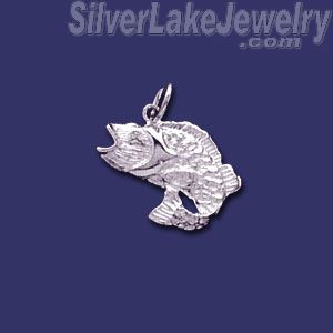 Sterling Silver Bass Fish Animal Charm Pendant - Click Image to Close