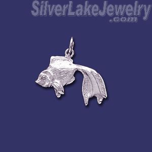 Sterling Silver Goldfish Veiltail ? Animal Charm Pendant - Click Image to Close