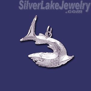 Sterling Silver Great White Shark Animal Charm Pendant - Click Image to Close