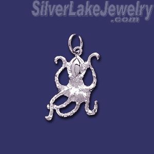 Sterling Silver Octopus Animal Charm Pendant - Click Image to Close