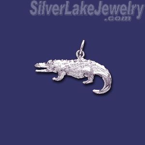 Sterling Silver Crocodile Alligator Animal Charm Pendant - Click Image to Close