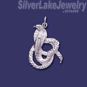 Sterling Silver Snake Cobra Animal Charm Pendant - Click Image to Close
