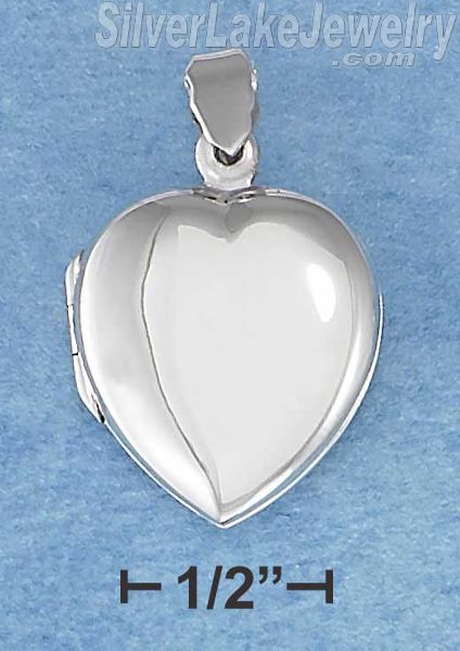 Sterling Silver High Polished Flat Heart Locket - Click Image to Close