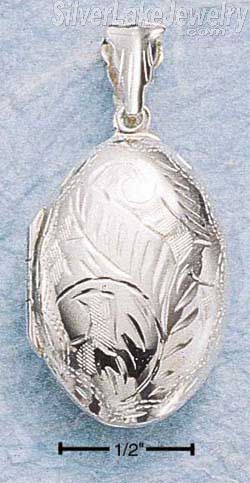 Sterling Silver Etched Oval Locket - Click Image to Close