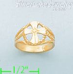 14K Gold Cross in Circle Baby Ring - Click Image to Close