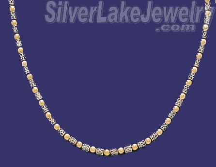 Sterling Silver 16" Two Tone Necklace 5mm - Click Image to Close