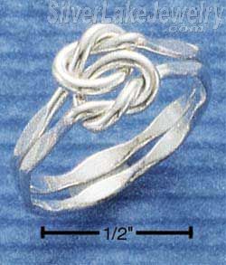 Sterling Silver Double Love Knot Ring With Faceted Bands Size 7 - Click Image to Close