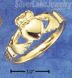 Sterling Silver 18Kt Gold Plated Claddagh Heart In Hands Ring Size 10 - Click Image to Close