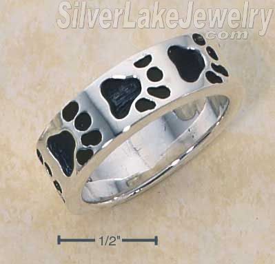 Sterling Silver Dog Paw Print Band Size 5 - Click Image to Close
