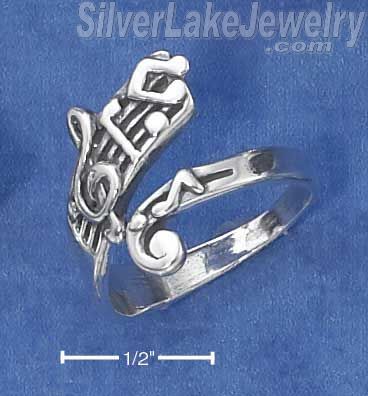 Sterling Silver Adj Music Notes Ring - Click Image to Close