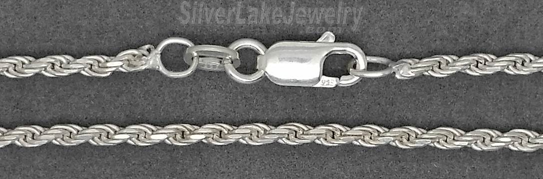 18" Sterling Silver Solid Diamond-cut Rope Chain 2mm - Click Image to Close