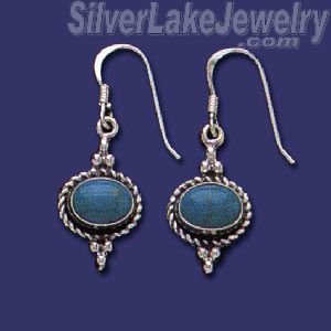 Sterling Silver Genuine American Indian Turquoise Earrings - Click Image to Close