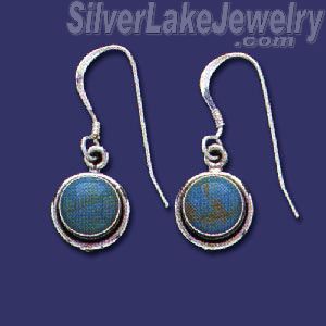 Sterling Silver Genuine American Indian Turquoise Earrings - Click Image to Close