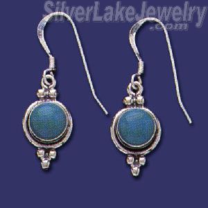 Sterling Silver Genuine American Indian Turquoise Earrings - Click Image to Close