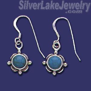 Sterling Silver Genuine American Indian Turquoise Earrings - Click Image to Close