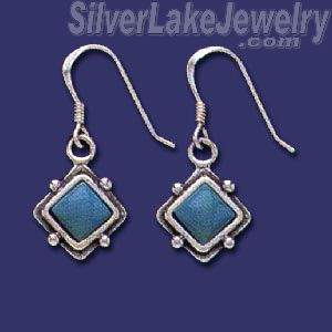 Sterling Silver Genuine American Indian Turquoise Earrings - Click Image to Close