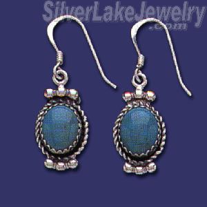 Sterling Silver Genuine American Indian Turquoise Earrings - Click Image to Close
