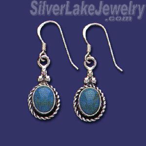 Sterling Silver Genuine American Indian Turquoise Earrings - Click Image to Close