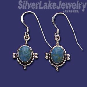 Sterling Silver Genuine American Indian Turquoise Earrings - Click Image to Close