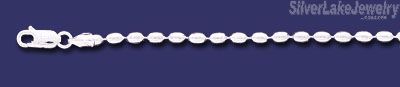 Sterling Silver 22" Long Oval Bead Ball Chain 3mm - Click Image to Close