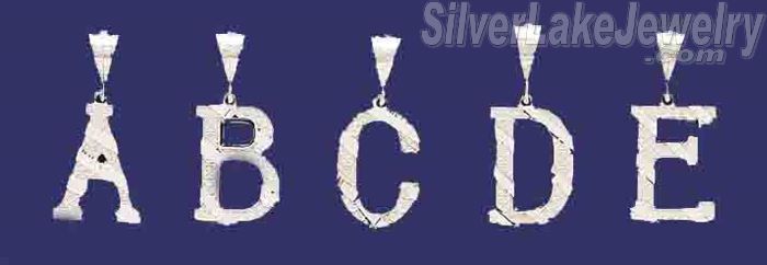 Sterling Silver Dia-cut Stripes Initial Letter I Charm Pendant - Click Image to Close