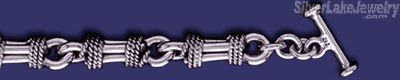 Sterling Silver 8" Bar w/Rope Handmade Bracelet 10mm - Click Image to Close