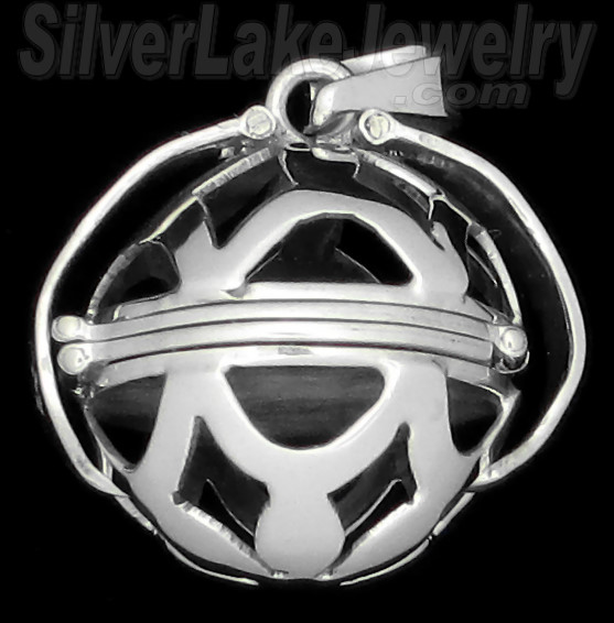 Sterling Silver 4-Picture Photo Ball Openwork Design Locket Char - Click Image to Close