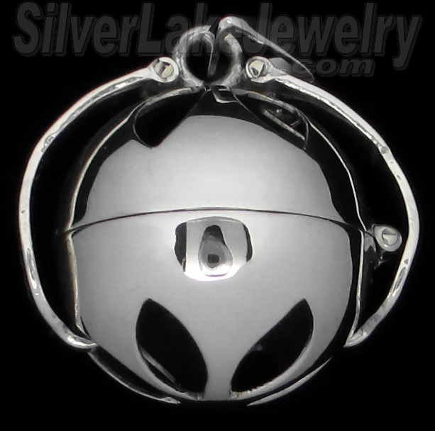 Sterling Silver 2-Picture Photo Ball Openwork Design Locket Char - Click Image to Close
