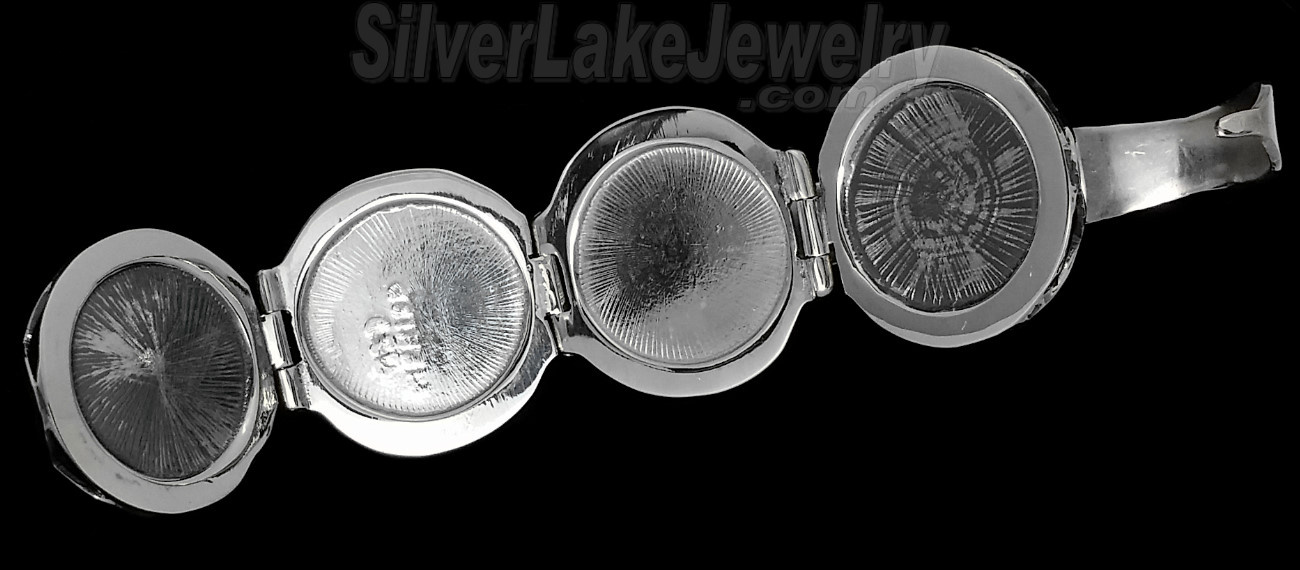 Sterling Silver 4-Picture Photo Ball Openwork Design Locket Char - Click Image to Close