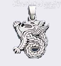 Sterling Silver Dragon Charm Pendant - Click Image to Close