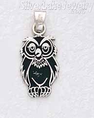 Sterling Silver Owl Charm Pendant - Click Image to Close