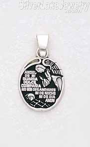 Sterling Silver Angel de mi Guardia Charm Pendant - Click Image to Close