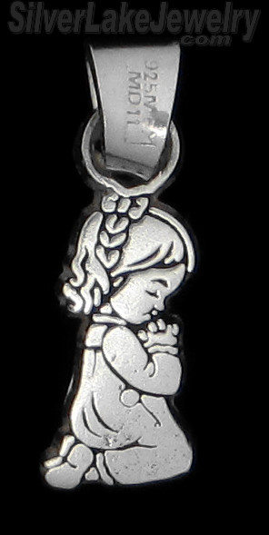 Sterling Silver Girl Praying Charm Pendant - Click Image to Close