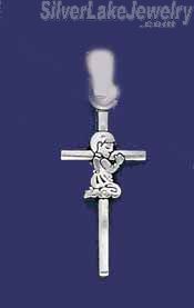 Sterling Silver Cross Child Praying Charm Pendant - Click Image to Close