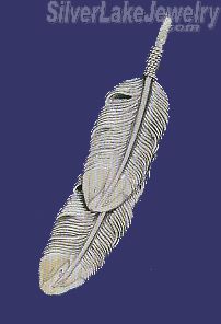 Sterling Silver Feather Genuine American Indian Charm Pendant - Click Image to Close