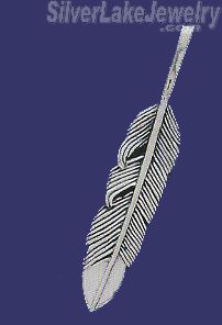 Sterling Silver Feather Genuine American Indian Charm Pendant - Click Image to Close