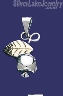 Sterling Silver Two-Tone Apple Charm Pendant - Click Image to Close