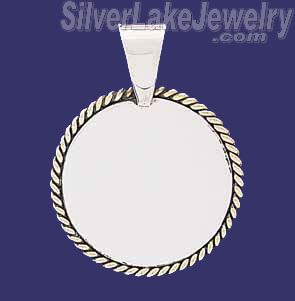 Sterling Silver Circle w/Rope Engravable Charm Pendant - Click Image to Close