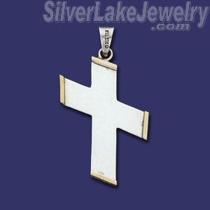 Sterling Silver Two-Tone Twisted Cross Charm Pendant - Click Image to Close