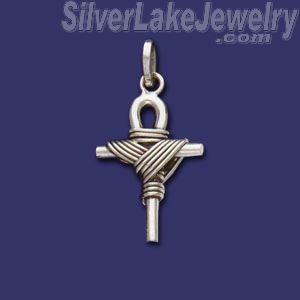 Sterling Silver Cross w/Shroud Charm Pendant - Click Image to Close